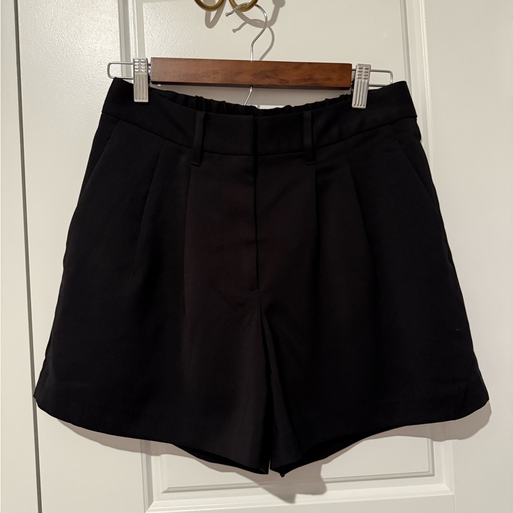 Quince Crepe Black High-Waist Tailored Women's Shorts